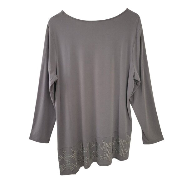 Susan Graver Artisan Asymmetrical Tunic Womens Size 1X Rhinestone Embellished - Picture 2 of 8